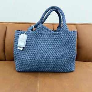 NWT Sol and Solene Woven Tote Bag in Denim Blue
